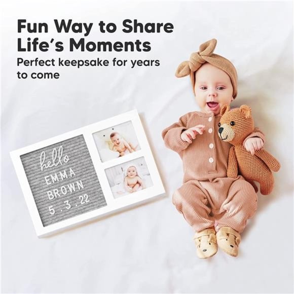 Baby Picture Frame, Ultrasound Picture Frames with Felt Letterboard - Sonogram - Picture 6 of 7